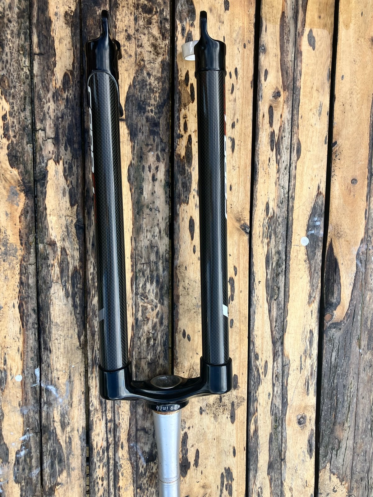 Carbon voorvork 29 inch, tapered, schijfrem, QR, Ophalen, Gebruikt, Voorvork, Carbon