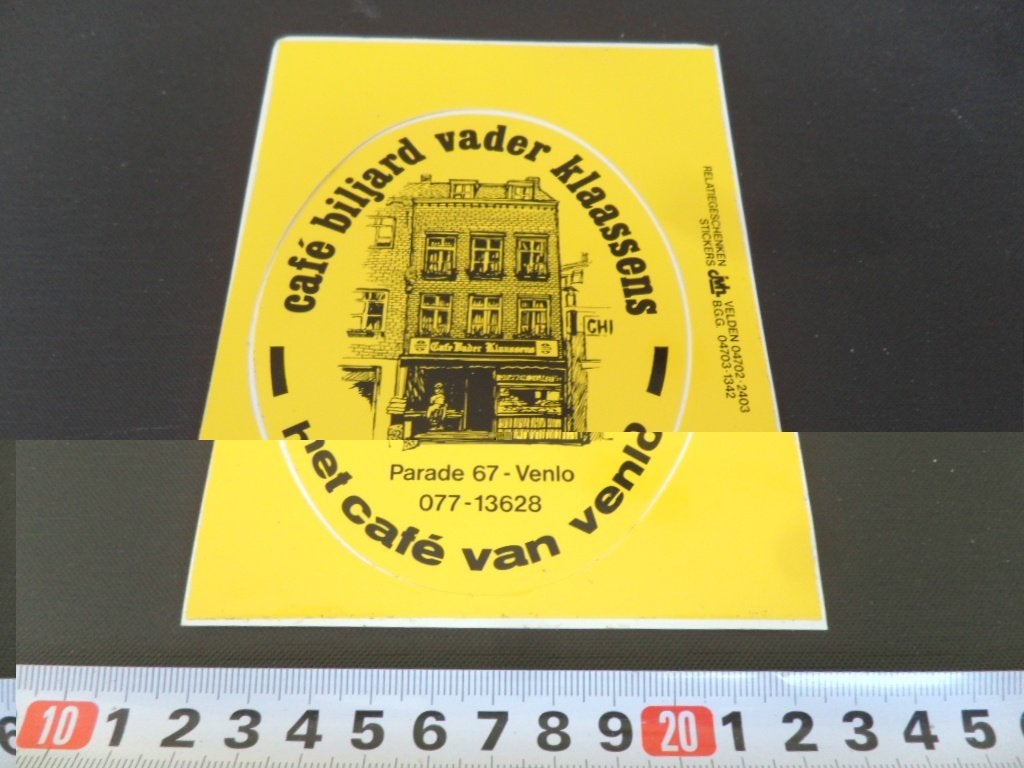 sticker café biljard VADER KLAASSENS het café van venlo *, Verzamelen, Ophalen, Zo goed als nieuw