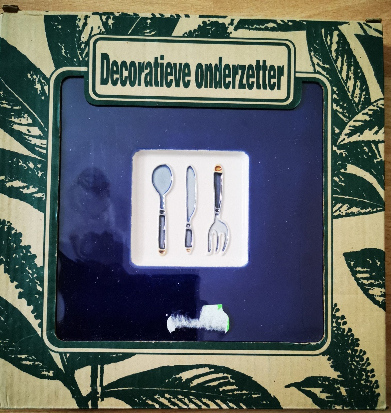 Nieuwe Decoratieve onderzetter donkerblauw 15x15cm, Steen/keramiek, Nieuw, Ophalen of Verzenden, Handgemaakt
