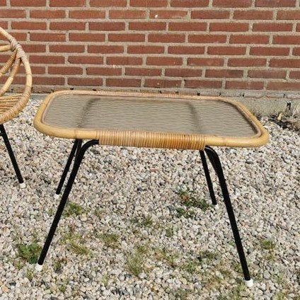 Vintage jaren 60 Rohe Noordwolde rotan tafeltje, Ophalen