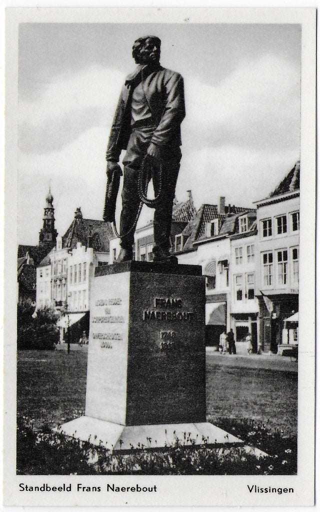 Vlissingen standbeeld Frans Naerebout Ansichtkaart ( B6978, Ophalen of Verzenden, 1960 tot 1980, Ongelopen, Zeeland