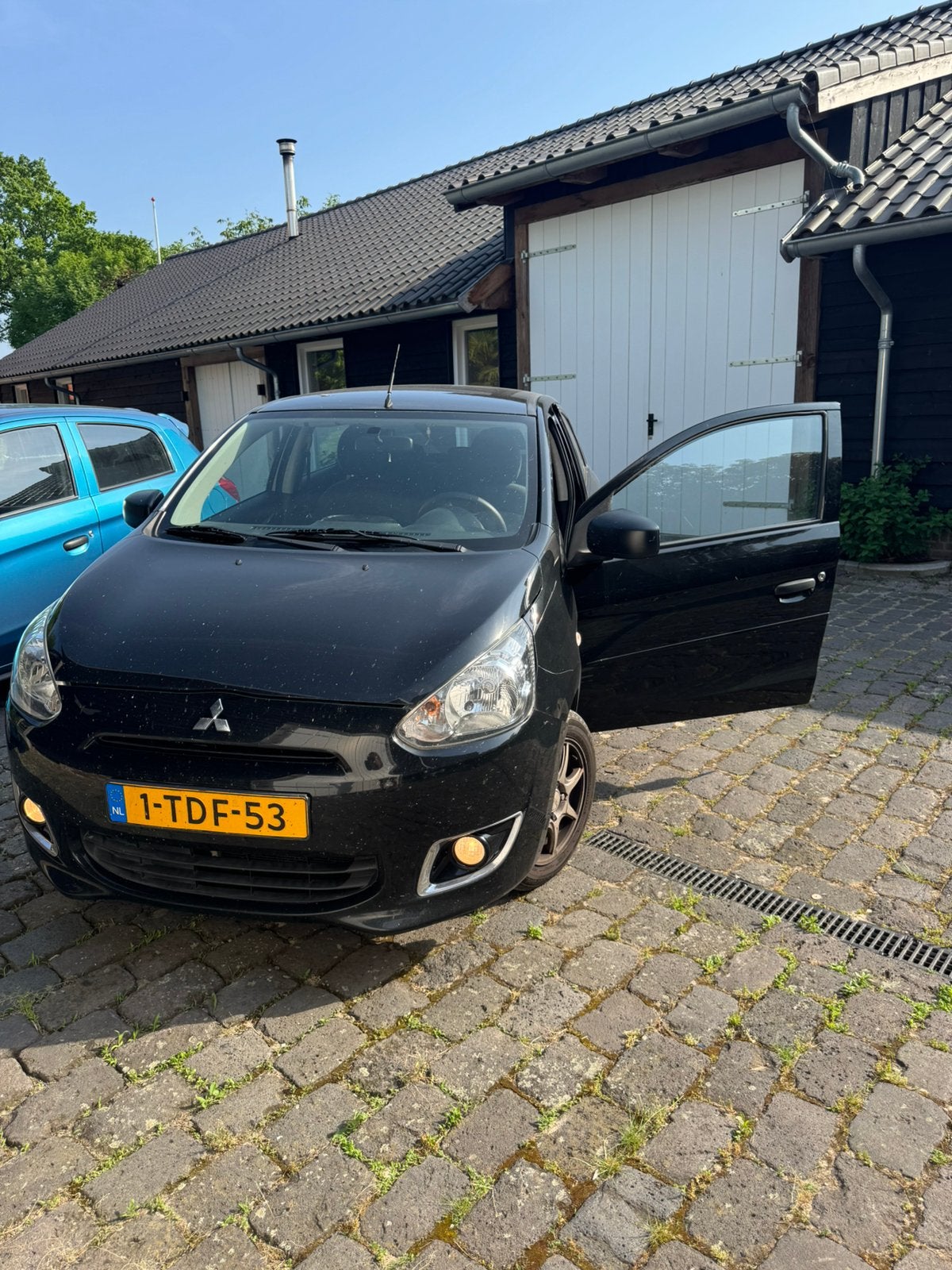 Mitsubishi Space Star 1.0 MPI 52KW 2014 Zwart, Auto's, Voorwielaandrijving, Euro 5, Stof, Zwart