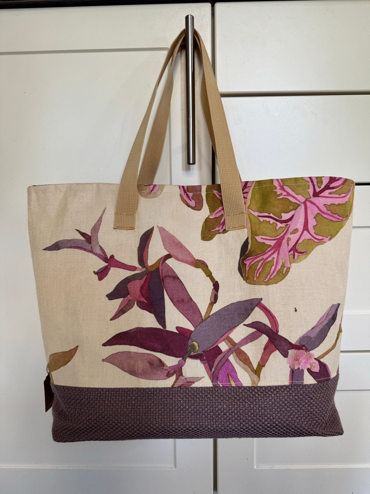 Handgemaakte shopper met bloemenprint, Ophalen of Verzenden, Nieuw, Paars, Shopper