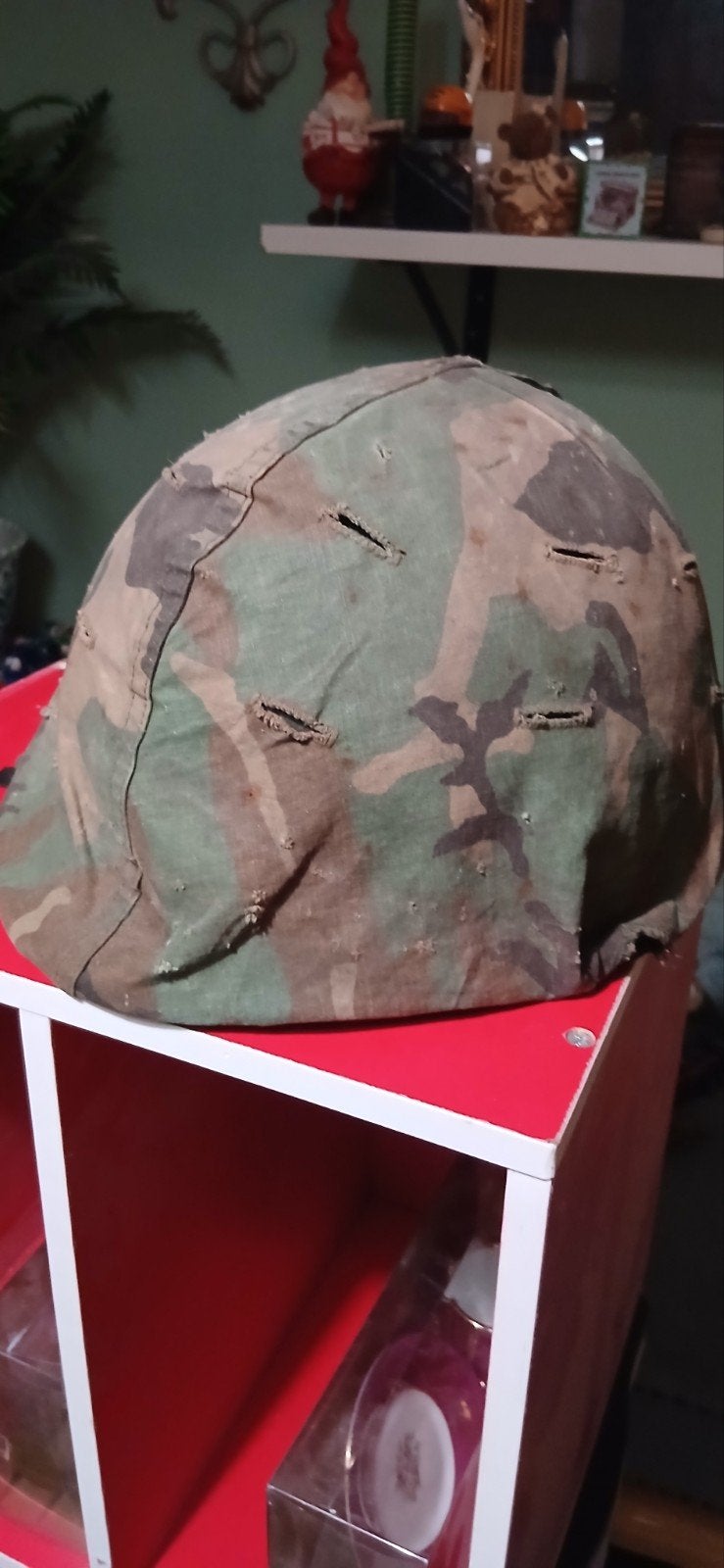 M1-stijl stalen helm met woodland camouflageovertrek, Verzamelen, Ophalen, Landmacht, Nederland, Helm of Baret