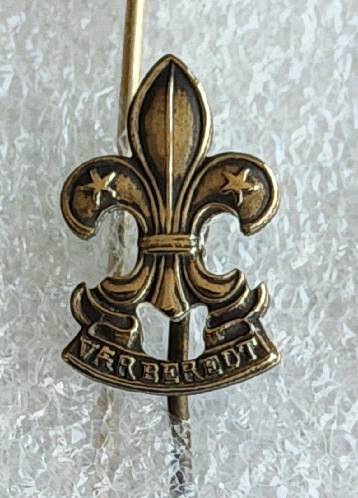 Vintage Scouting Speldje - Fleur de Lis 'Verberedt', Ophalen of Verzenden, Gebruikt, Overige onderwerpen, Speldje of Pin