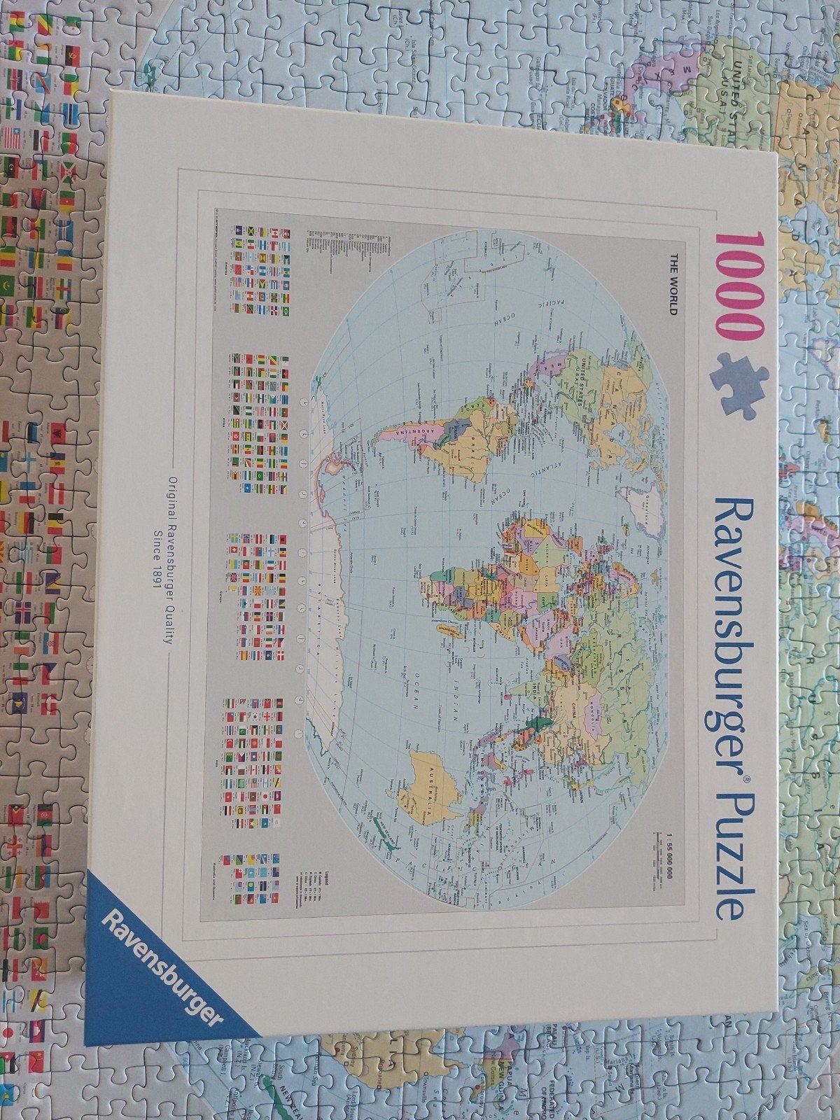 Ravensburger Legpuzzel Wereldkaart 1000 stukjes, Hobby en Vrije tijd, Ophalen, 500 t/m 1500 stukjes, Zo goed als nieuw, Legpuzzel