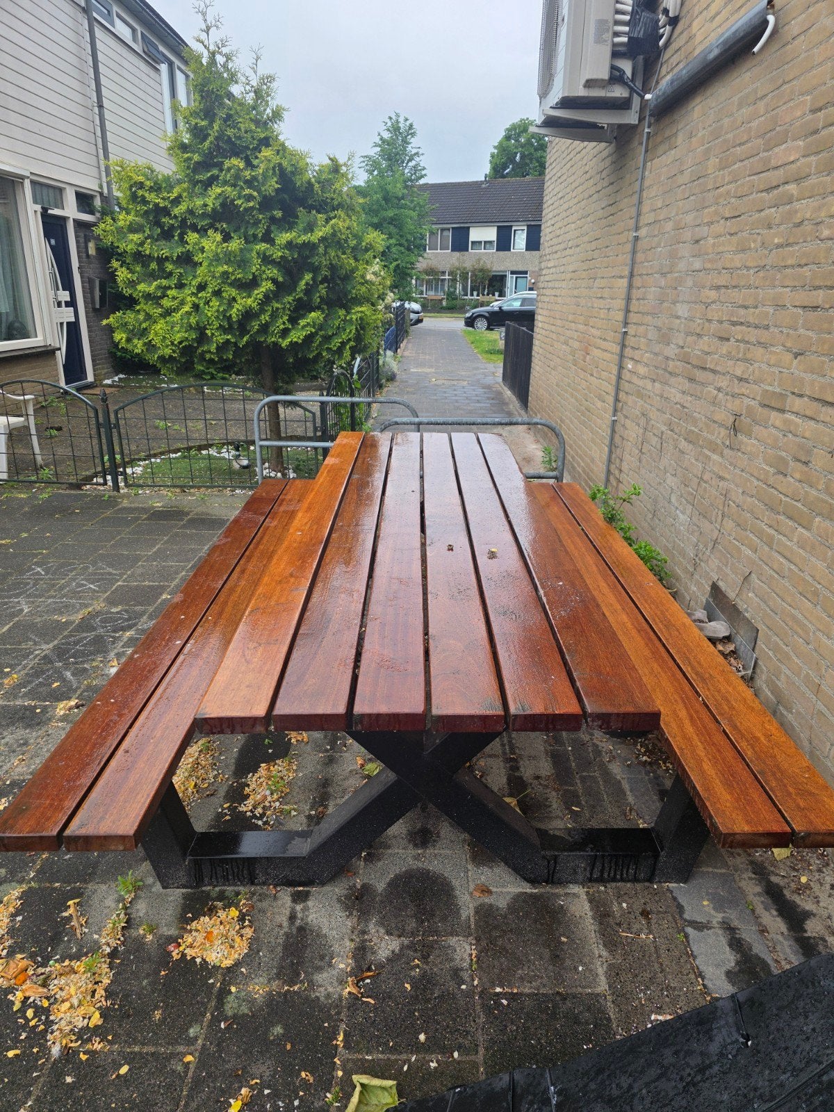 picknicktafel met banken - Zo goed als nieuw, Tuin en Terras, Ophalen, Zo goed als nieuw, Rechthoekig, Hout