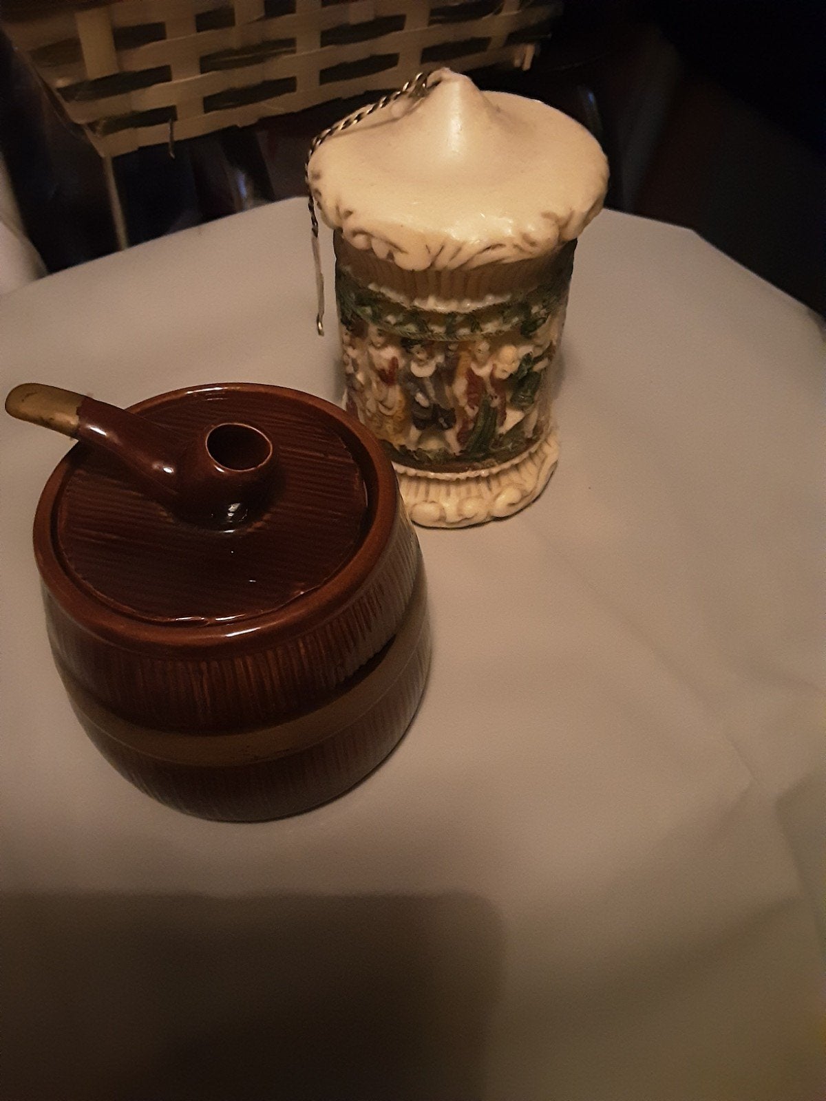 Decoratieve set: kaars,tabakspot, Antiek en Kunst, Verzenden
