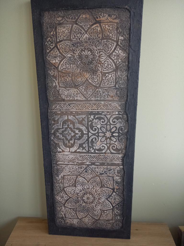 Schilderij langwerpig, houten paneel, tegels/mandala, 3d, Ophalen