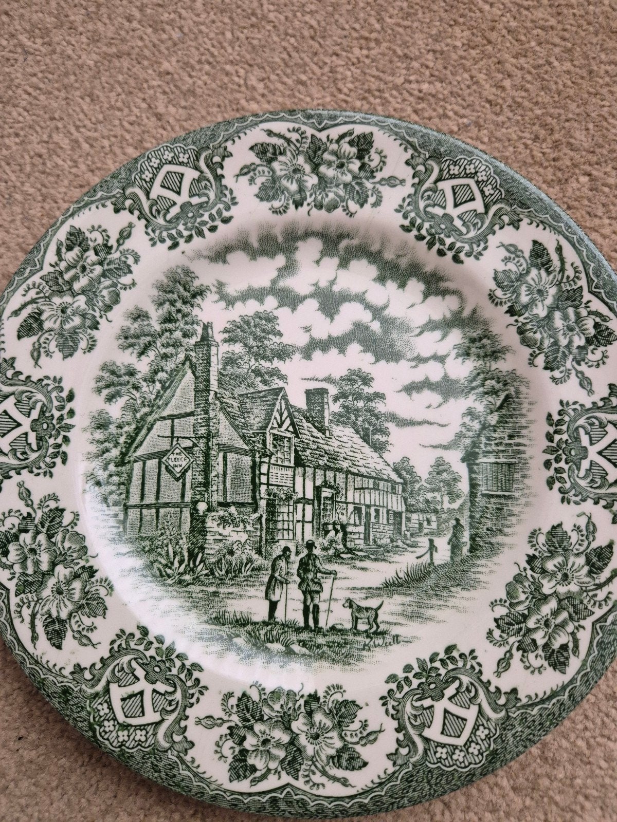 Vintage gebakstel: 6 kleine en 1 grote bord, Ophalen