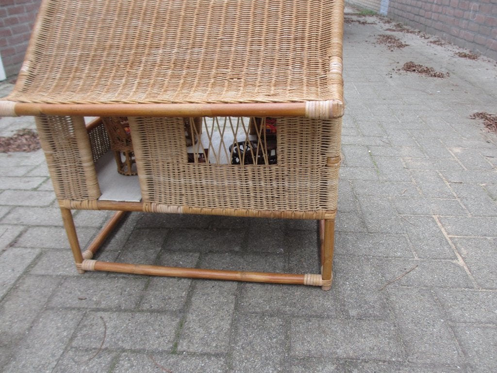 Uniek poppenhuis rieten THAIS strandhuis met inboedel, Ophalen, Gebruikt, Poppenhuis