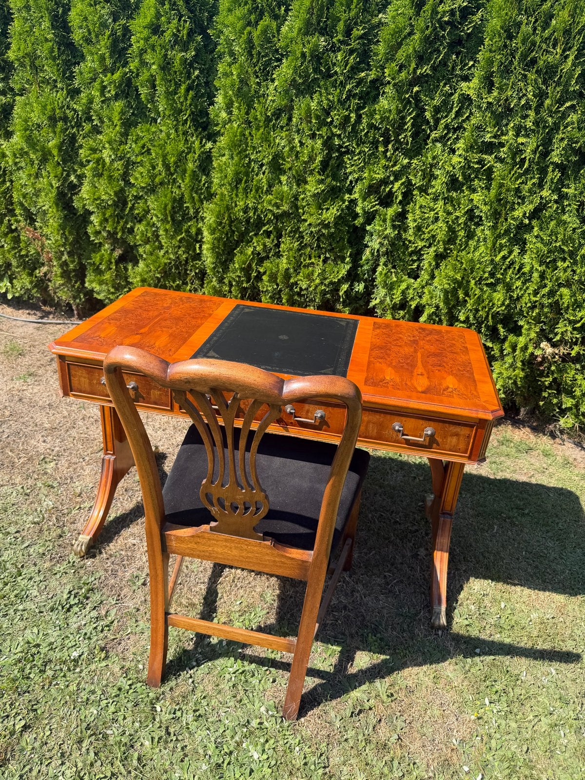 Antiek bureau met leer ingelegd blad, Antiek en Kunst, Ophalen of Verzenden