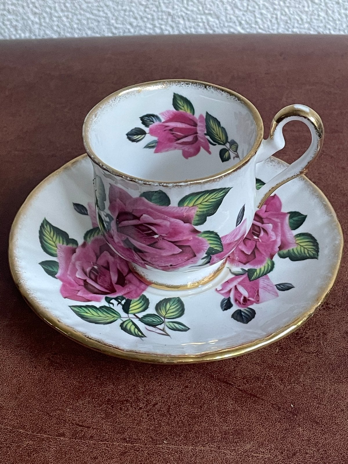 Melrosa Fine English Bone China Kop en Schotel Rozen, Ophalen of Verzenden