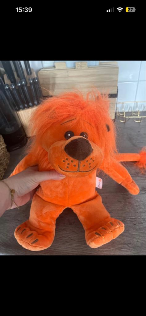 ING Leeuw Spaarpot - Oranje Pluche Knuffel, Verzamelen, Spaarpotten, Gebruikt, Dier, Overige materialen, Ophalen of Verzenden