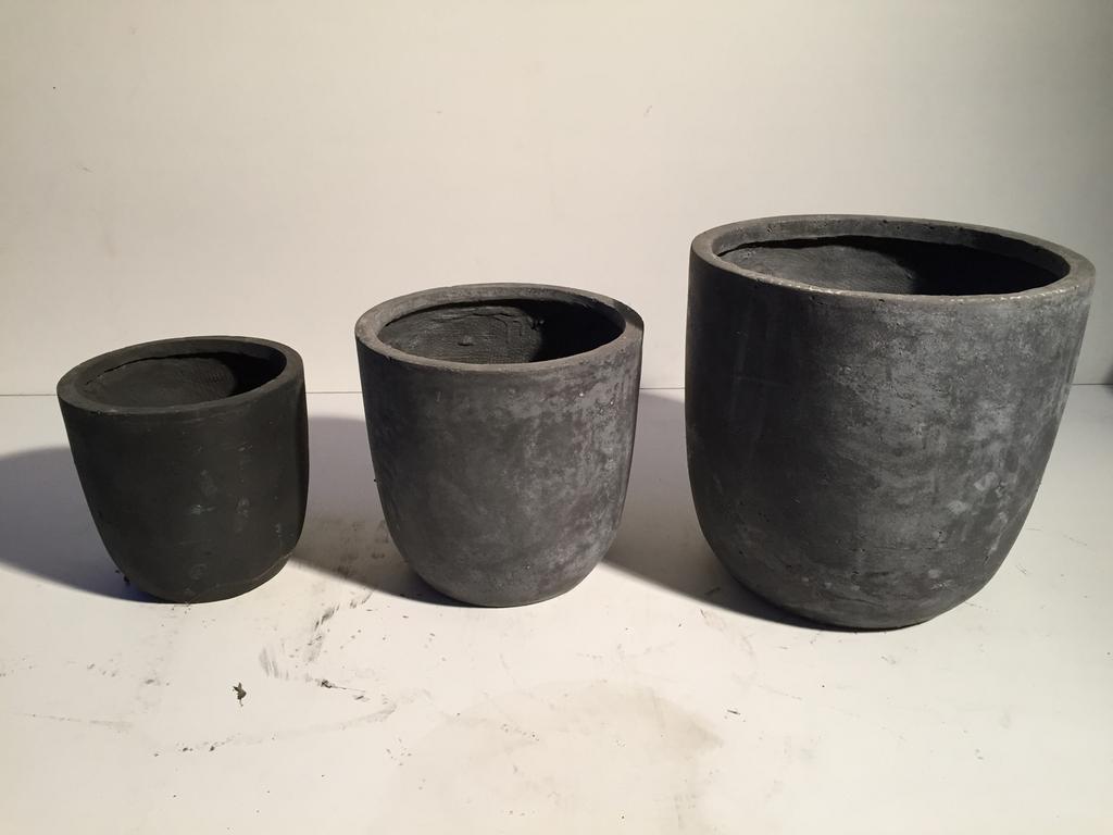 NIEUW! Set van 3 stuks Fiberstone bloempotten, Tuin en Terras, Ophalen, Overige materialen, Rond, Nieuw