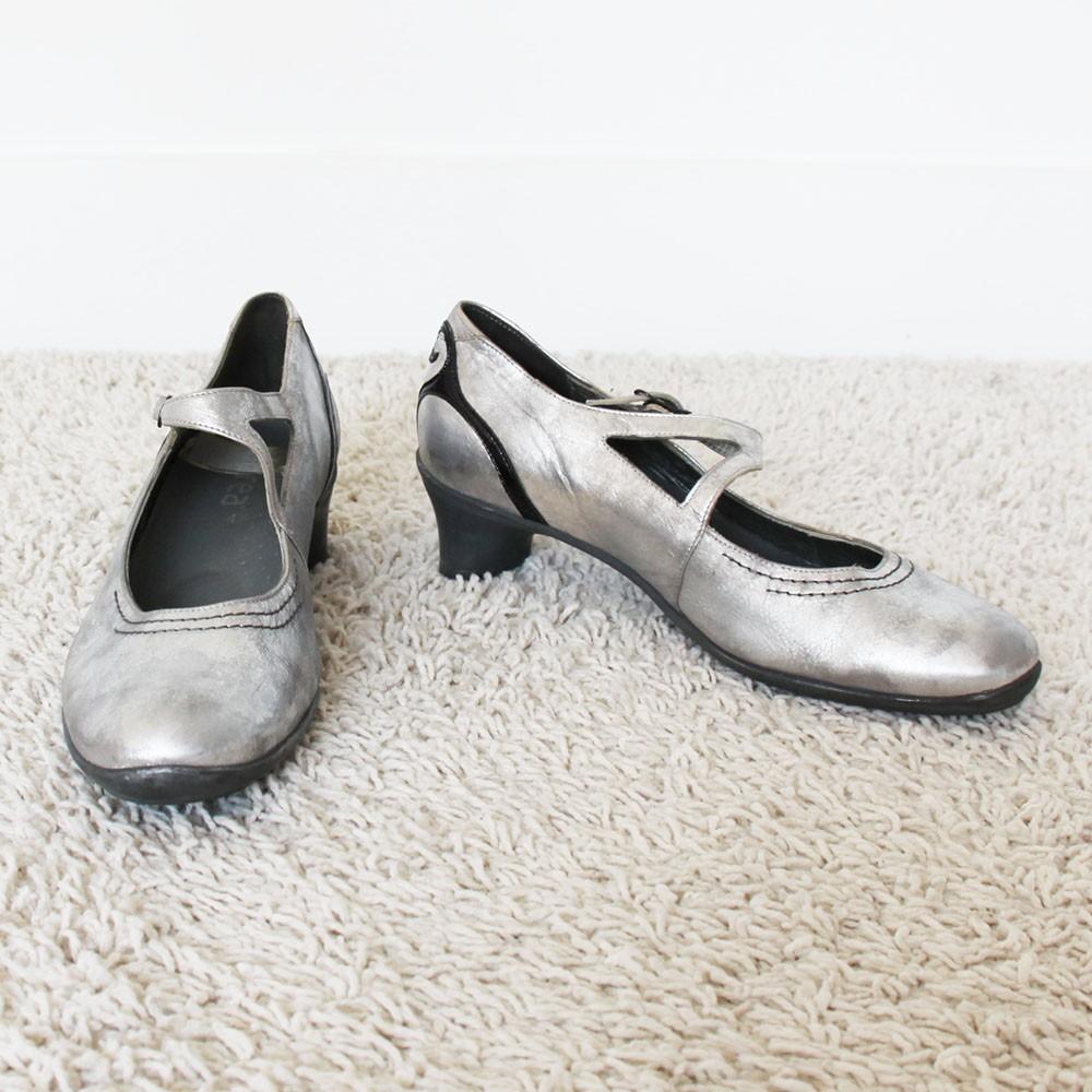Mooie Zilver Leren Durea Pumps s6 (Maat 4½ / 37½) € 55,-, Durea, Pumps, Overige kleuren, Ophalen of Verzenden