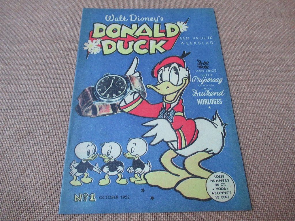 Donald Duck nr.1 van 1952 herdruk 2000, Walt Disney's, Verzenden, Eén stripboek, Nieuw