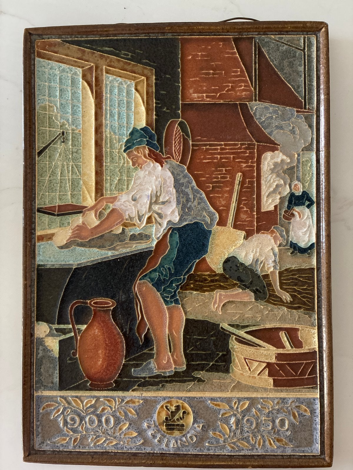 Vintage Delft Tegel 'De Bakker' - Jubileum 1900-1950, Ophalen of Verzenden
