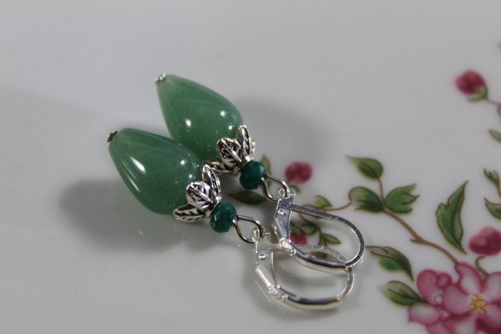 * Oorbellen met groene Aventurijn edelsteen - Groene juwelen, Overige materialen, Hangers, Nieuw, Ophalen of Verzenden