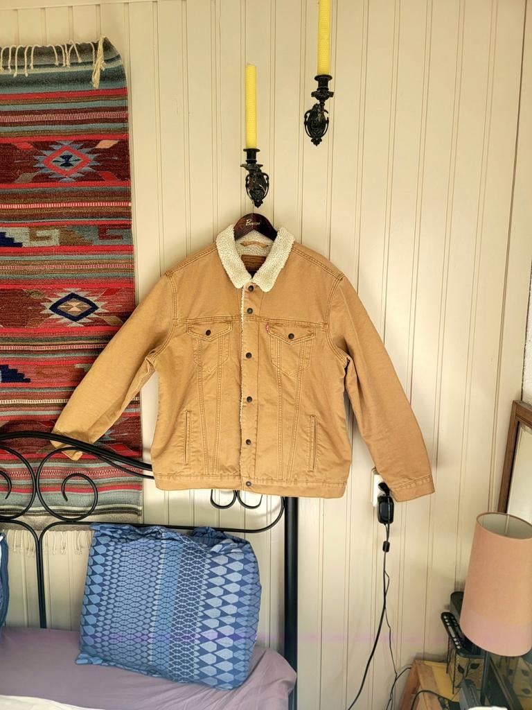 Beeldschone, originele, NIEUW Levi's Teddy (Sherpa) jas XXL, Levi's, Beige, Nieuw, Overige maten