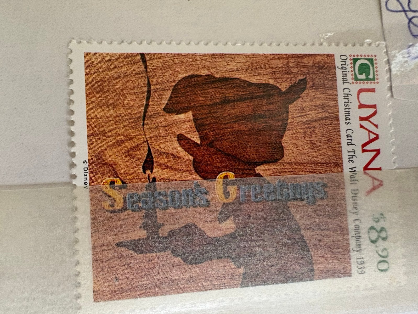 Vintage Disney Kerstkaart Postzegel Guyana 1939, Ophalen of Verzenden, Onbeschreven, Rest van de wereld