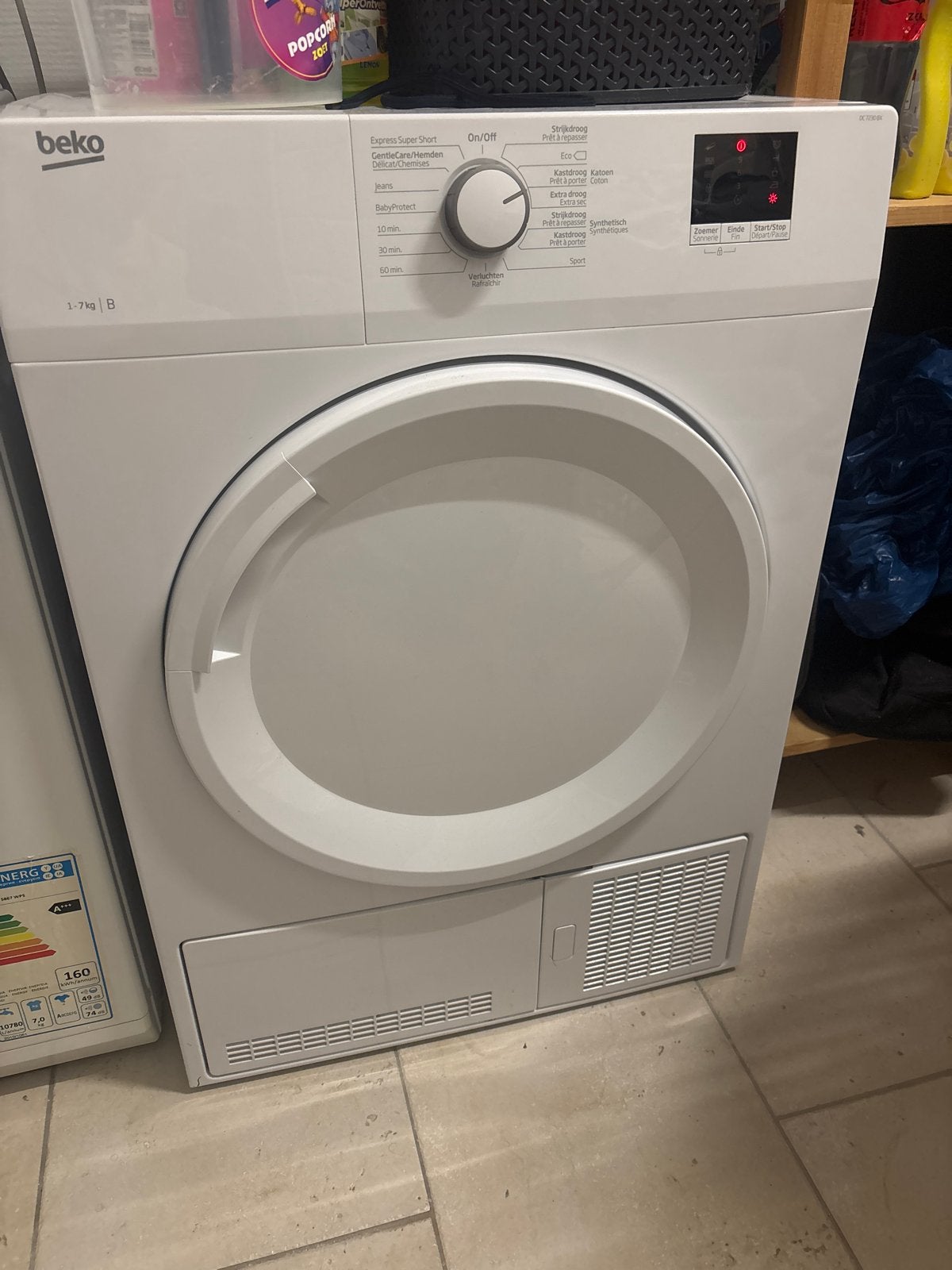 Beko warmtepompdroger - 4 jaar oud, Ophalen, 6 tot 8 kg, Gebruikt, 85 tot 90 cm
