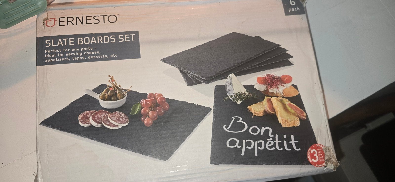 Leisteen serveerplank 6 stuks schrijfbaar, Ophalen of Verzenden, Nieuw, Glas, Overige stijlen