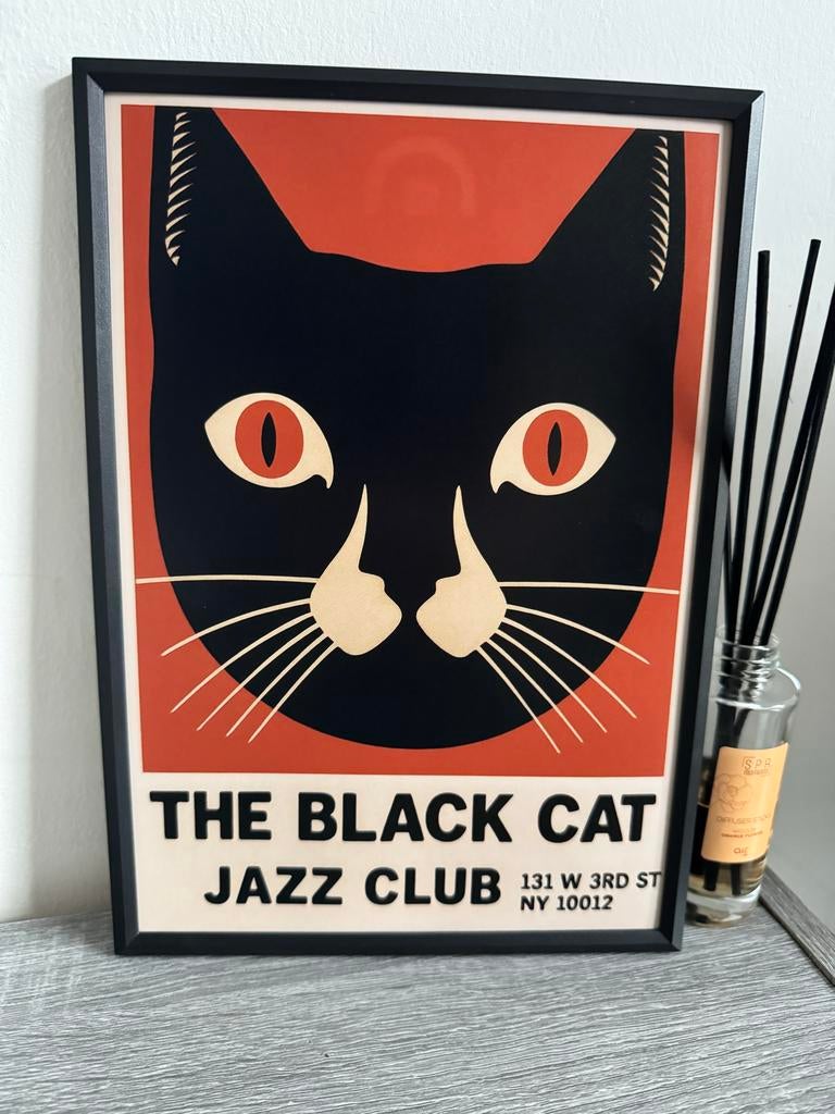 The Black Cat poster ingelijst 21x30cm, Ophalen of Verzenden, Gebruikt, Foto of Poster