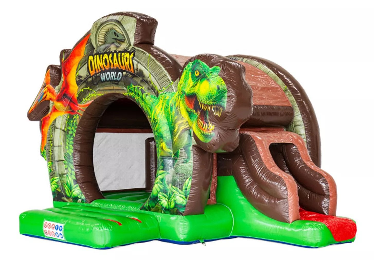 Springkussen te huur. Dino Wereld met Glijbaan te huur, Hobby en Vrije tijd, Feestartikelen | Verhuur, Ophalen of Verzenden, Nieuw