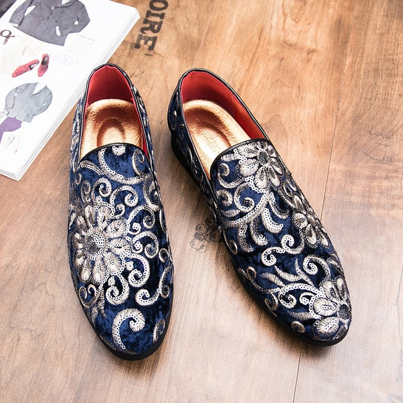 Blauwe bloemen heren loafers schoenen mannen instappers, Verzenden, Nieuw, Blauw, Loafers