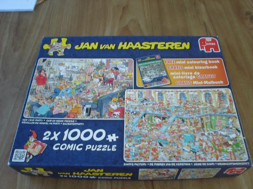 v Haasteren, Oud+nieuw feestje + de fabriek vd Kerstman, Ophalen of Verzenden, 500 t/m 1500 stukjes, Zo goed als nieuw, Legpuzzel