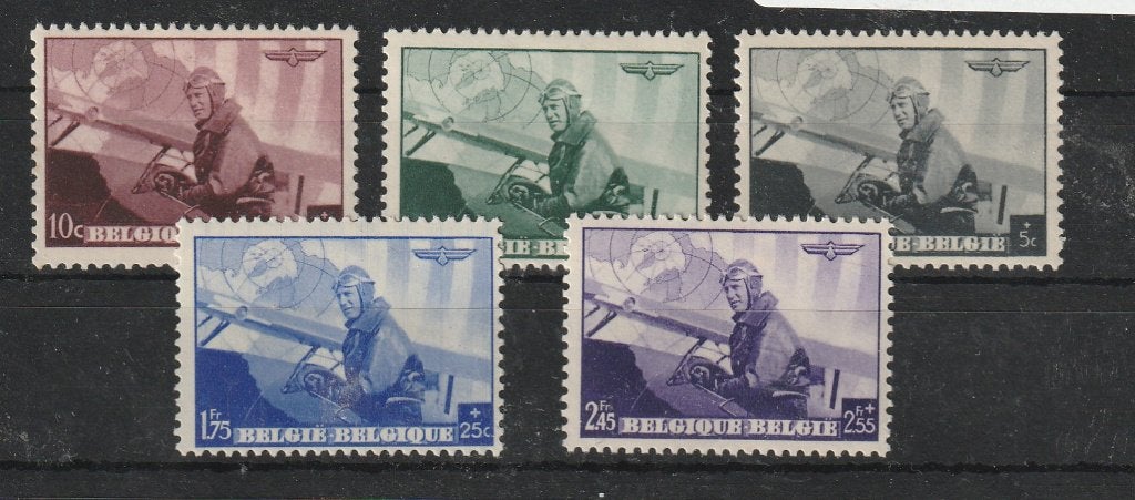 Belgie nr 466/470 Vliegeniers, Luchtvaart, Verzenden, Postfris, Postfris