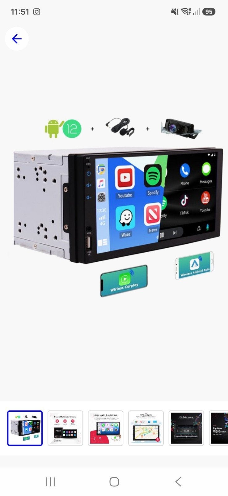 Boscer Multimedia Systeem Android 12 - 2GB RAM + 32GB ROM, Ophalen of Verzenden, Nieuw