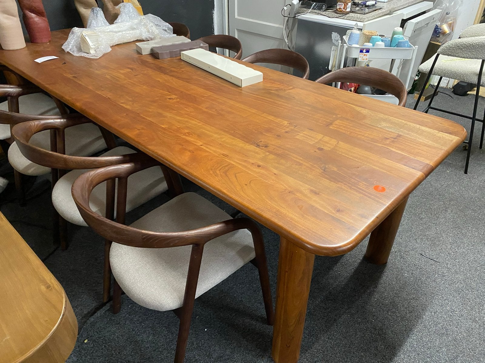 Massief Mangohouten Eettafel 280x100 cm met Afgeronde Hoeken, Huis en Inrichting, Ophalen, 100 tot 150 cm, Vijf personen of meer