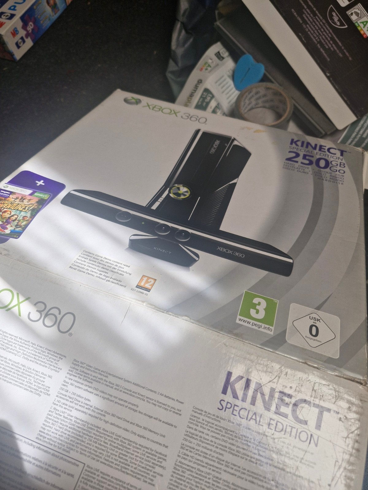 Xbox 360 met Kinect en 250 GB opslag, Spelcomputers en Games, Spelcomputers | Xbox 360, Gebruikt, 250 GB, 360 S, Met 1 controller