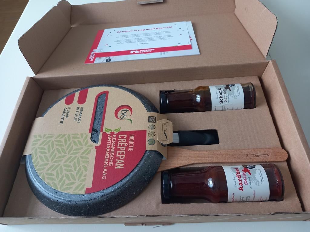 Pannenkoekenset postcodeloterij nieuw 2 stuks, Ophalen of Verzenden, Nieuw, Overige materialen, Koekenpan of Braadpan
