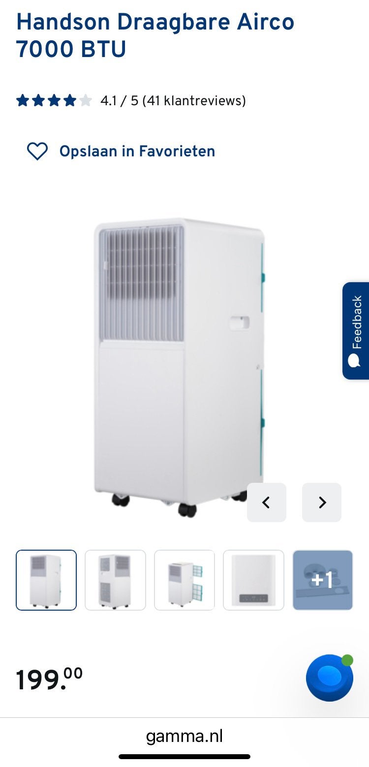 Mobiele airco 7000 Betumen Gamma met bon en garantie, Ophalen, Zo goed als nieuw, Mobiele airco, 3 snelheden of meer