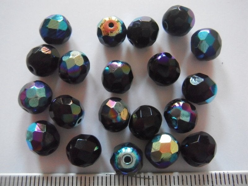 20 glas facet kralen 8mm. zwart AB, Ophalen of Verzenden, Nieuw, Kraal