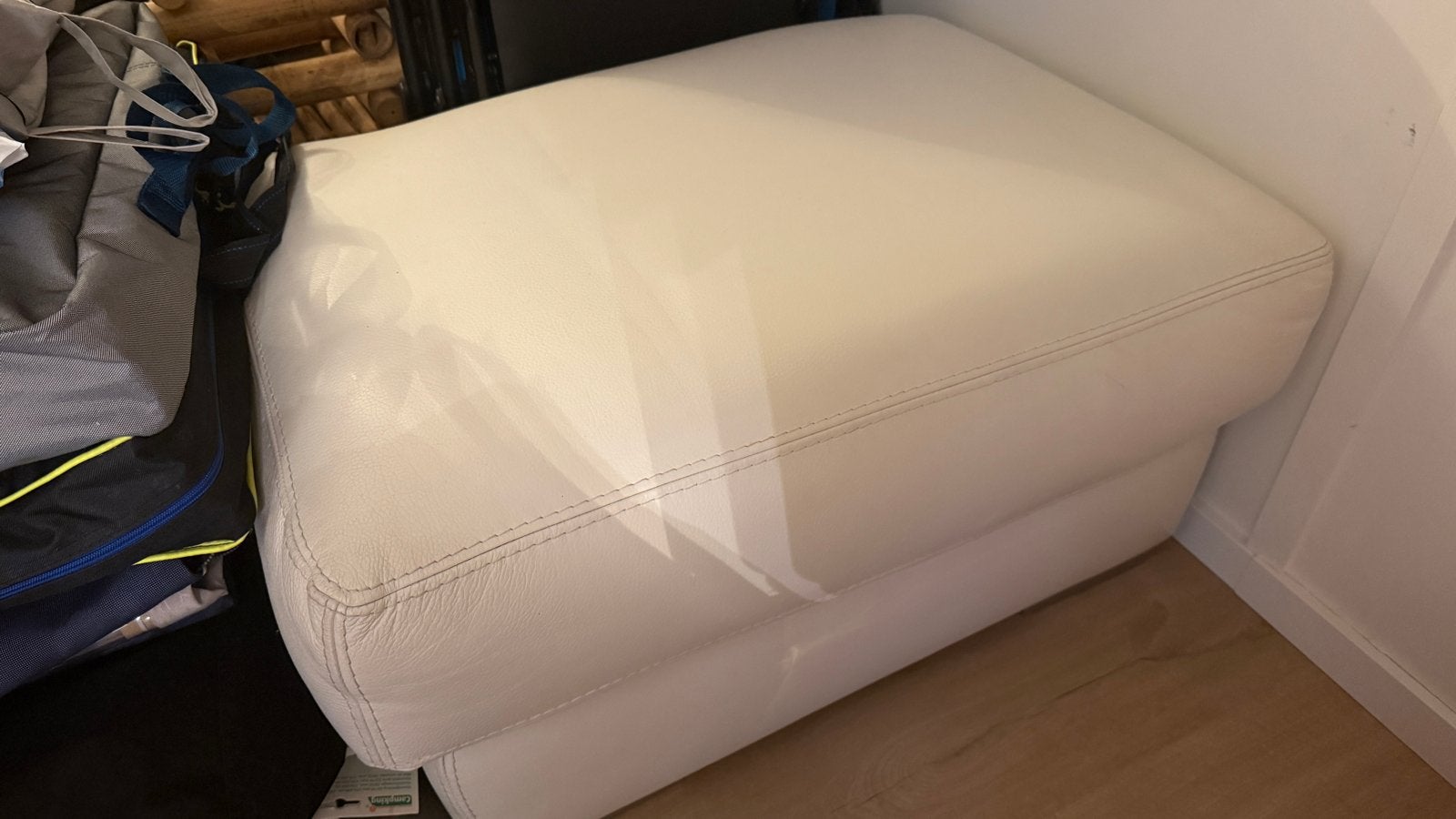 Hocker / voetenbank, Huis en Inrichting, Ophalen, Gebruikt, Leer, Rechthoekig