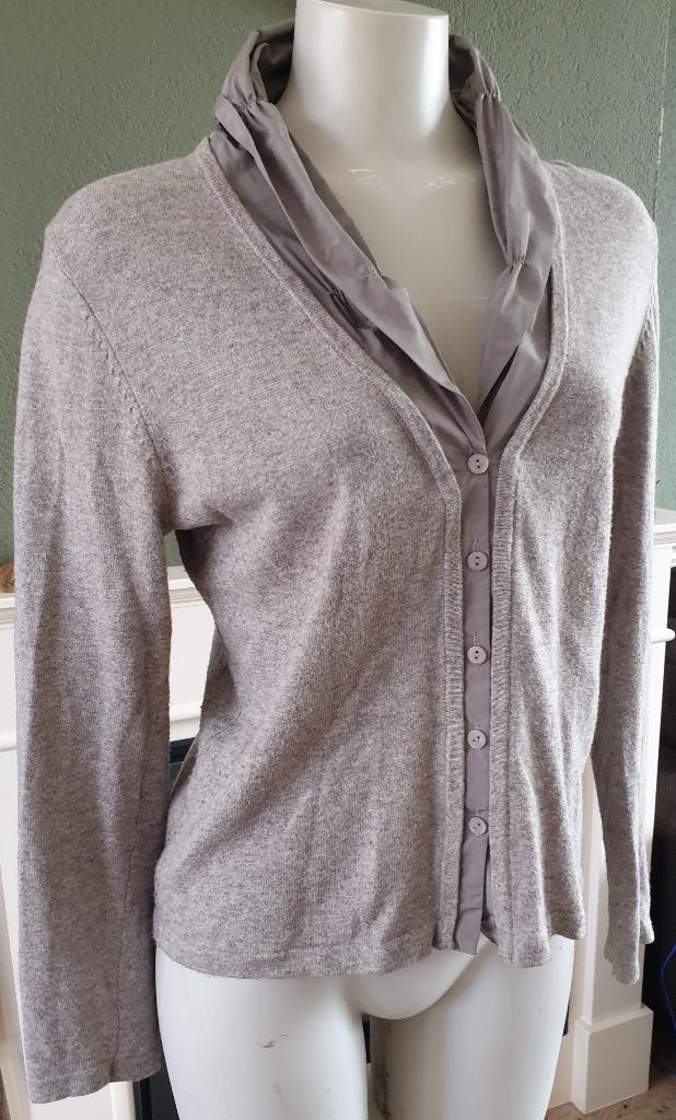 Gerry Weber beige vest met vaste sjaal 38 M, Maat 38/40 (M), Verzenden, Beige, Zo goed als nieuw