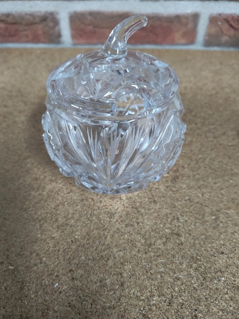 Suikerpot appel vorm bonbonnière Kristal vintage brocante, Ophalen of Verzenden
