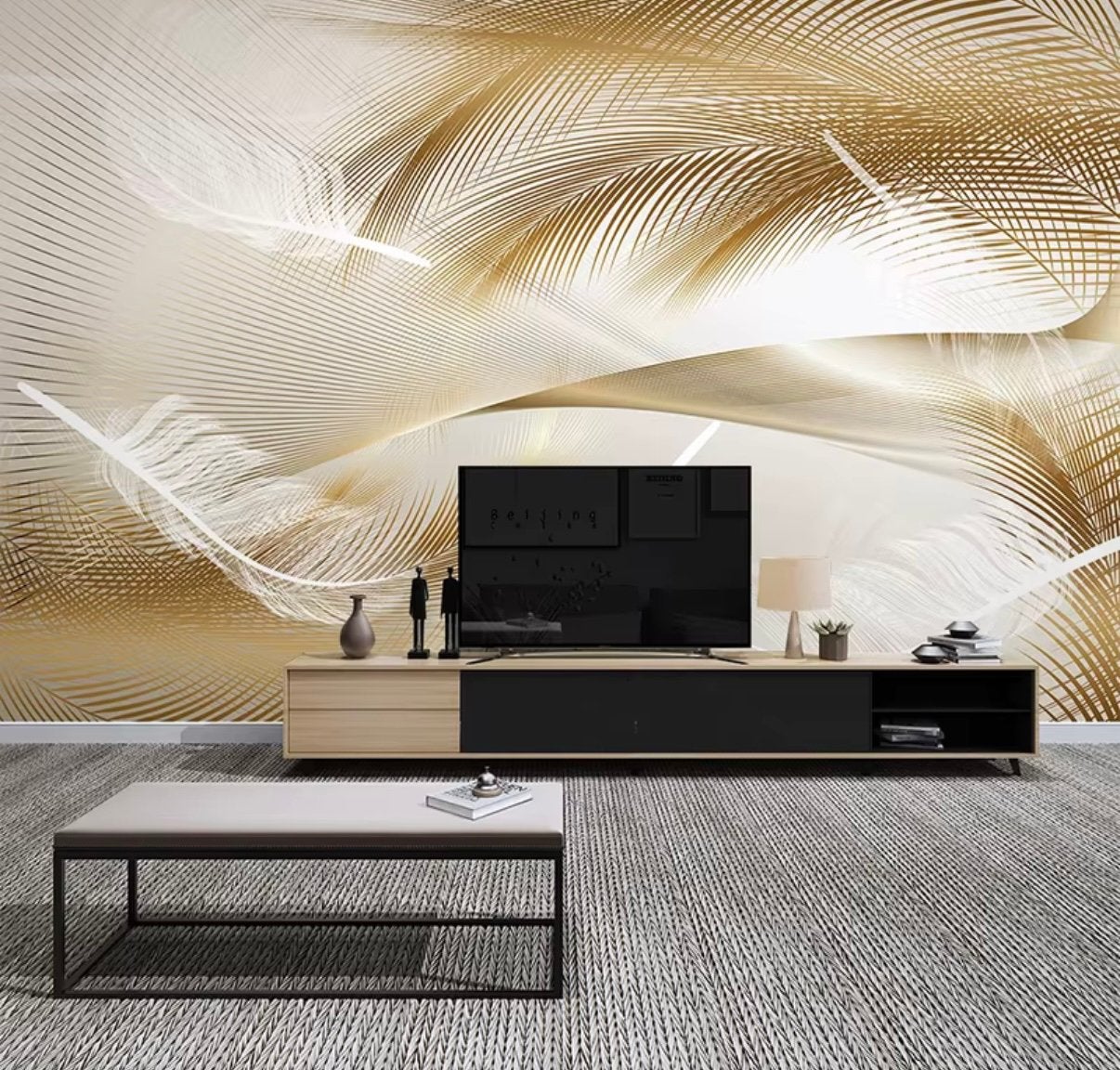 Te koop wallpaper feathers / fotobehang 550x270 cm, Overige patronen, Natuurlijk, Meerkleurig, Ophalen of Verzenden