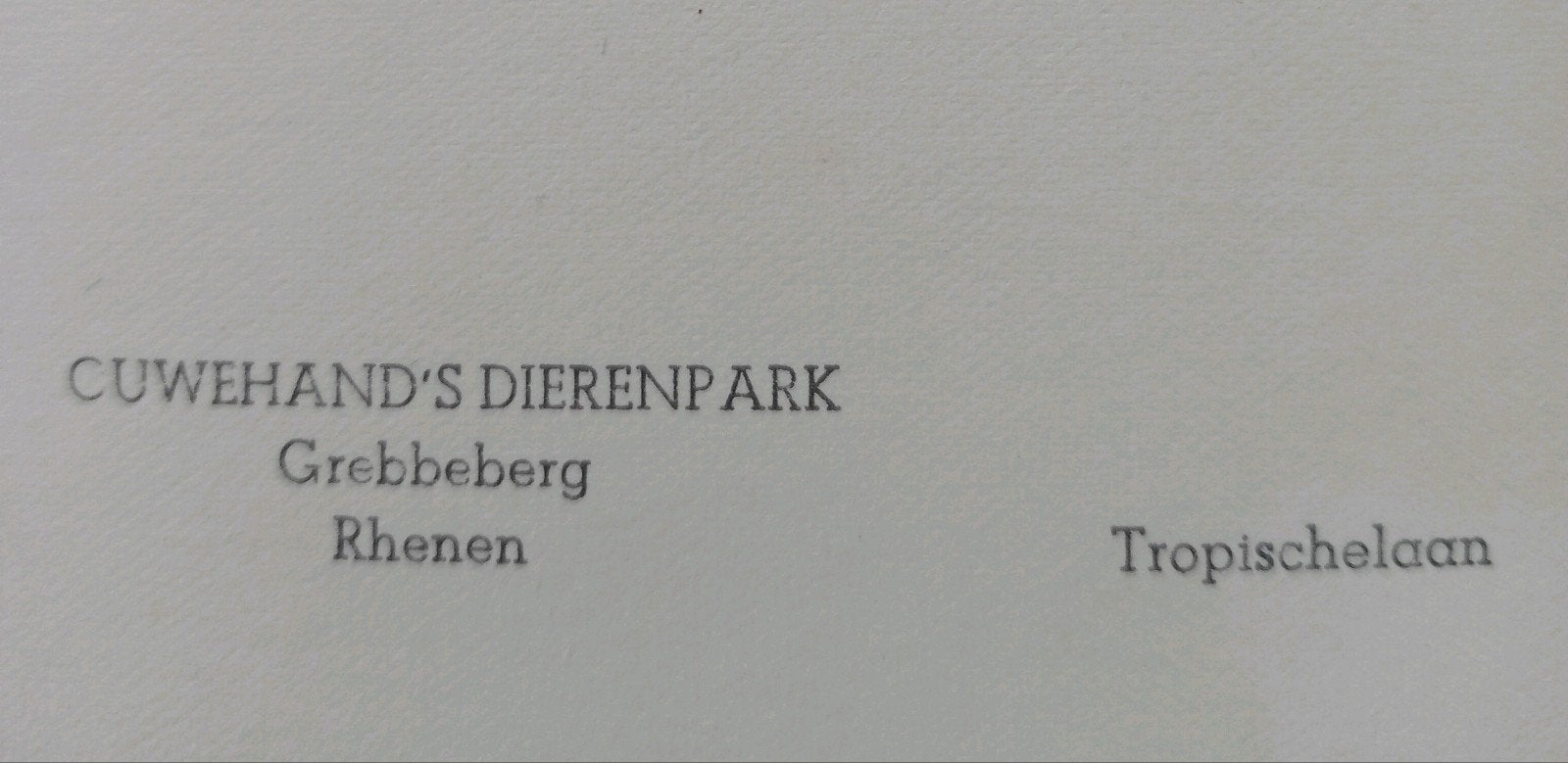 Ouwehands Dierenpark Rhenen Grebbeberg Tropischelaan, Ophalen of Verzenden, Voor 1940, Gebruikt, Overige onderwerpen