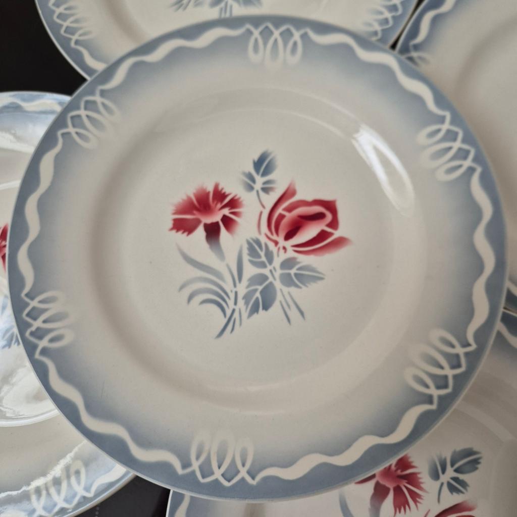 Set van 9 vintage dinerborden Digoin Sarreguemines Juliette