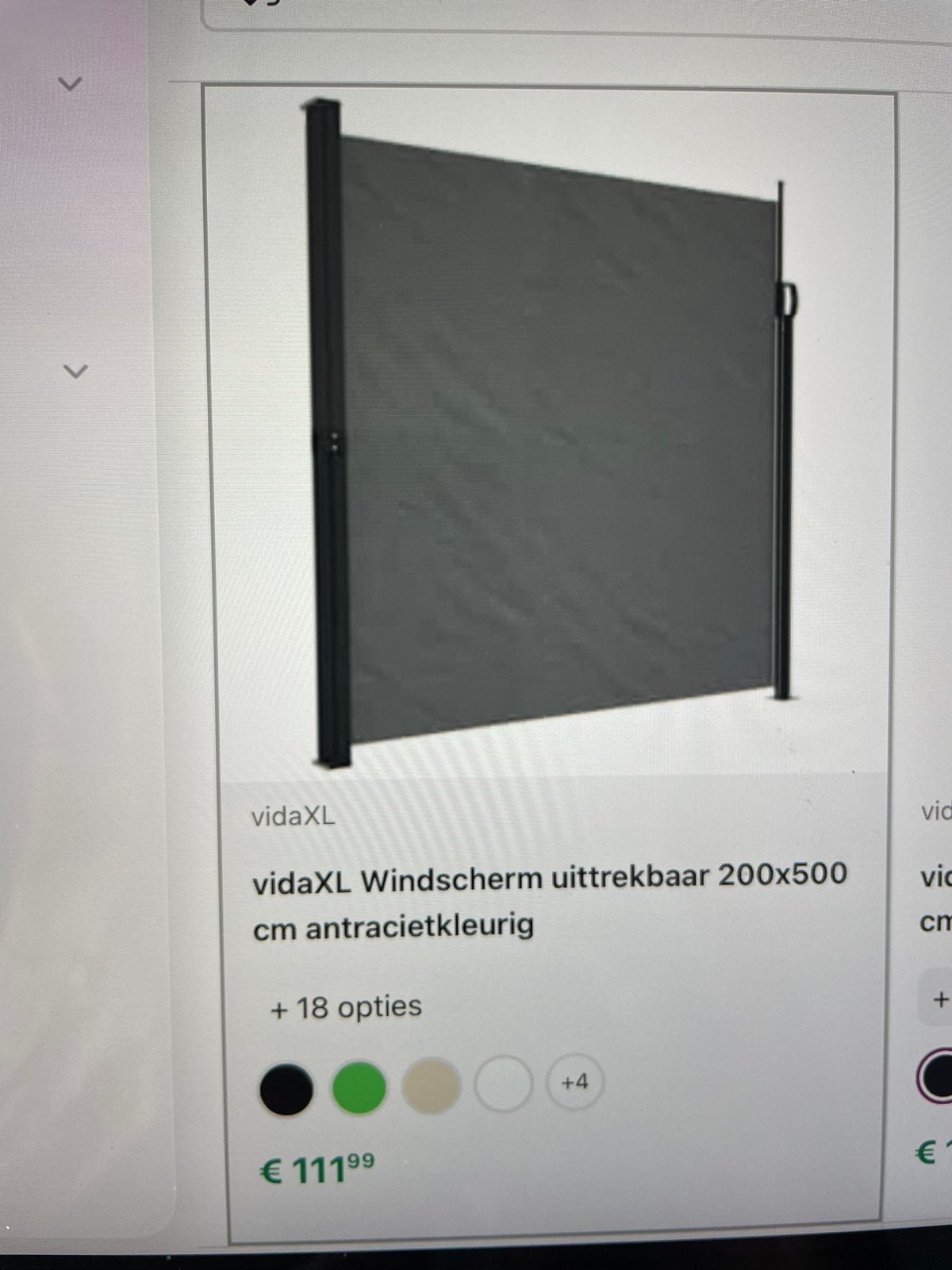 2x windscherm 200 cm hoog en 500 cm uittrekbaar, Ophalen, Gebruikt, Aluminium, 200 cm of meer