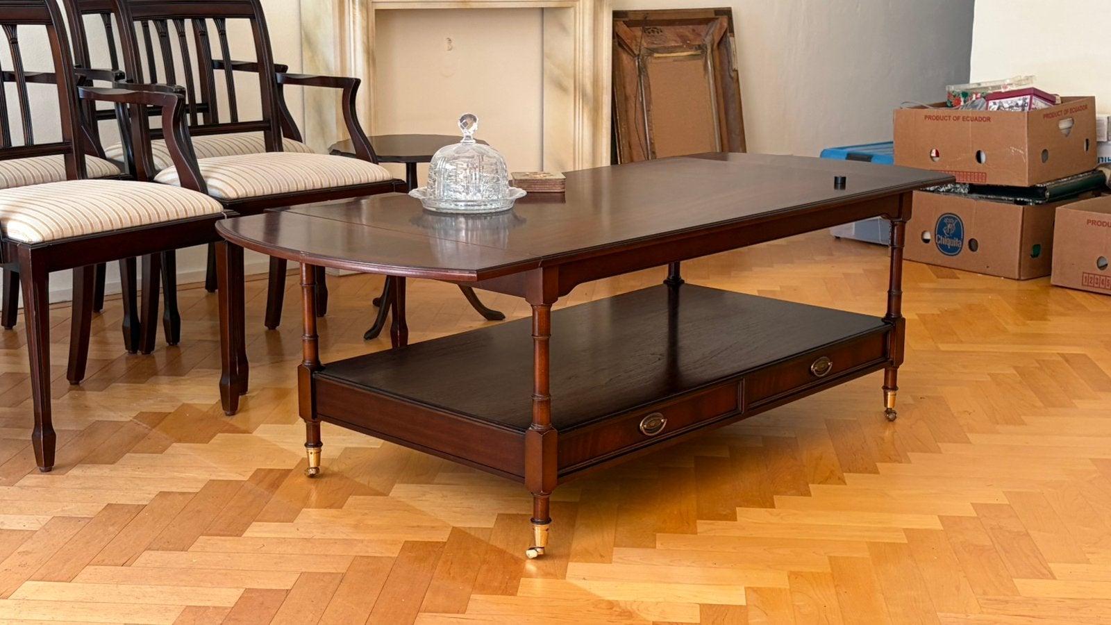 Antieke Heldense mahoniehouten salontafel hangoortafel, Ophalen of Verzenden