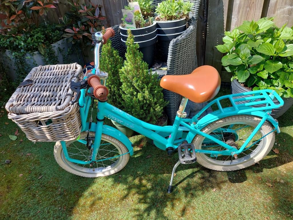 POPAL Cooper kinderfiets fiets fietsje meisje mint groen, Ophalen, Terugtraprem, Zijwieltjes, Gebruikt