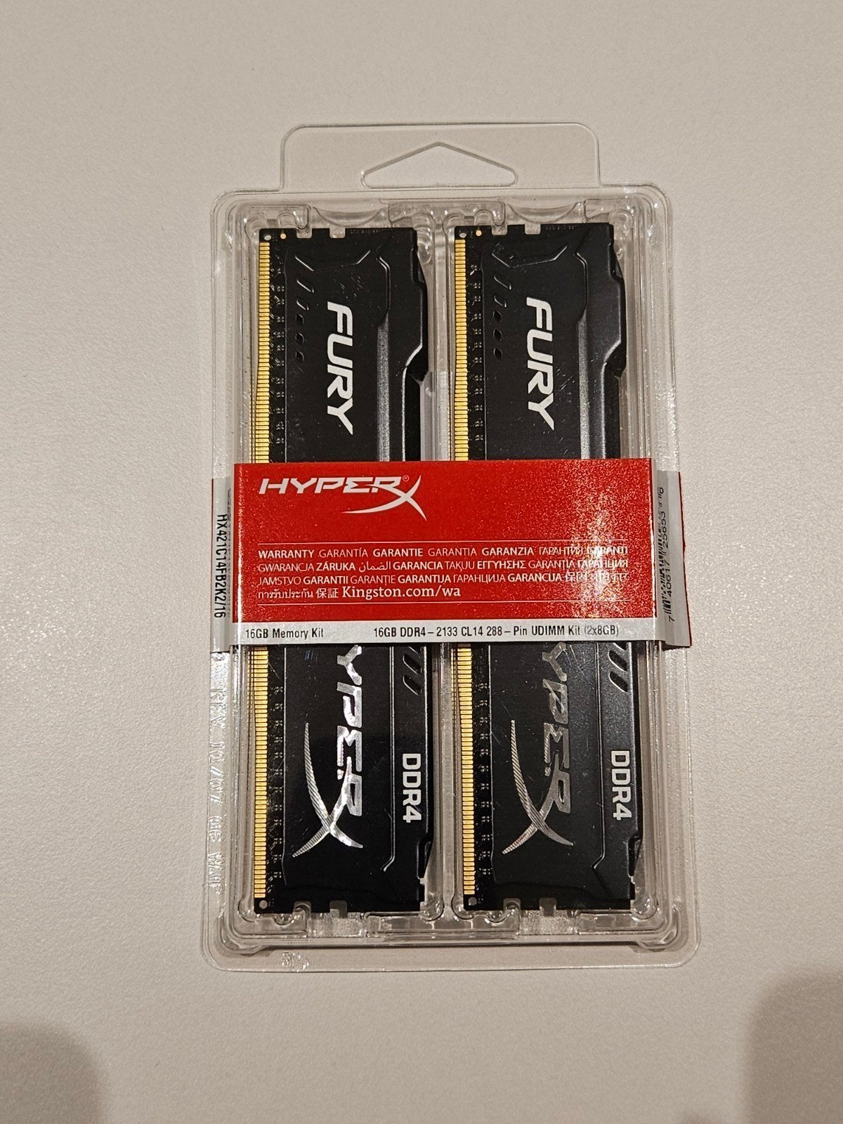HyperX Fury 16GB (2x8) DDR4 2133MHz, Computers en Software, RAM geheugen, DDR4, Ophalen of Verzenden, Zo goed als nieuw, Desktop