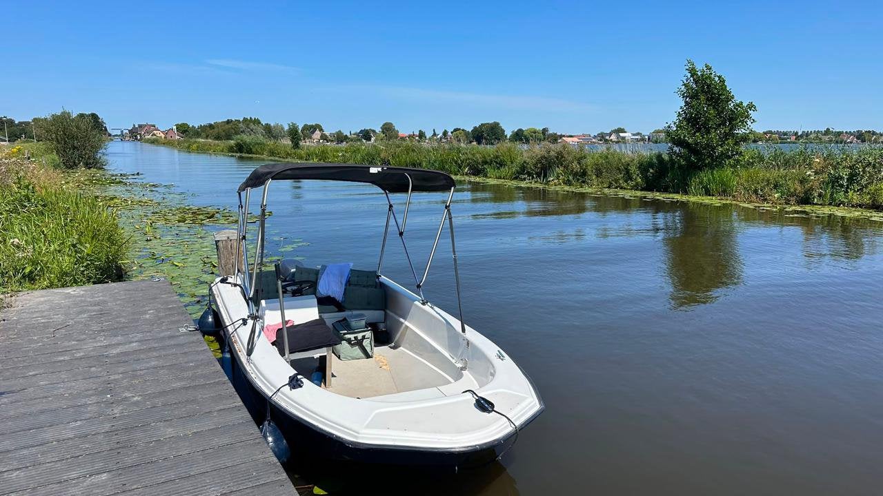 Lohi 420 sloep met biminitop en 8pk buitenboordmotor, Watersport en Boten, Ophalen, Overige merken, Gebruikt, Met afstandsbediening