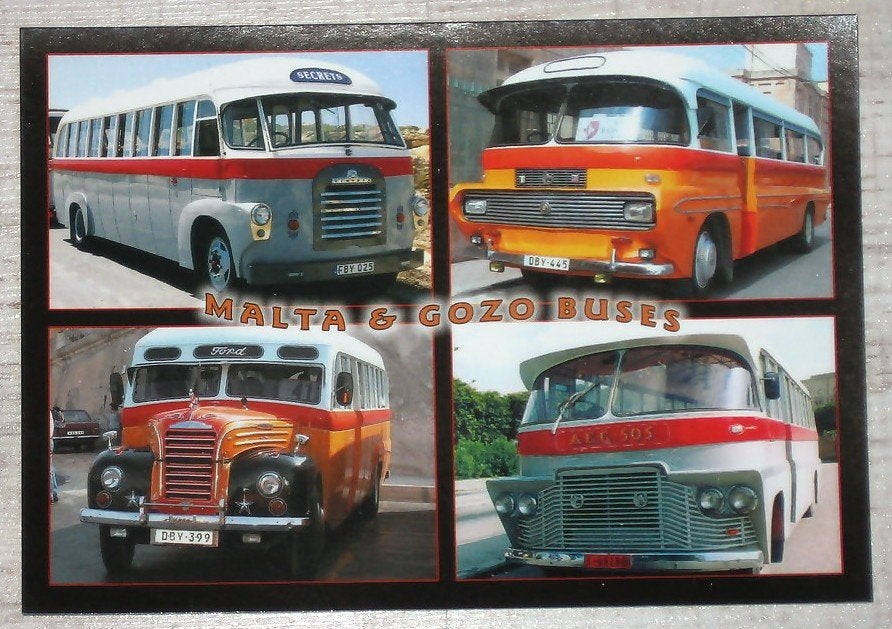 BUS - 3 X KAARTEN ORIGINELE MALTA BUSSEN, Verzamelen, Verzenden, Nieuw, Bus of Metro, Kaart of Prent